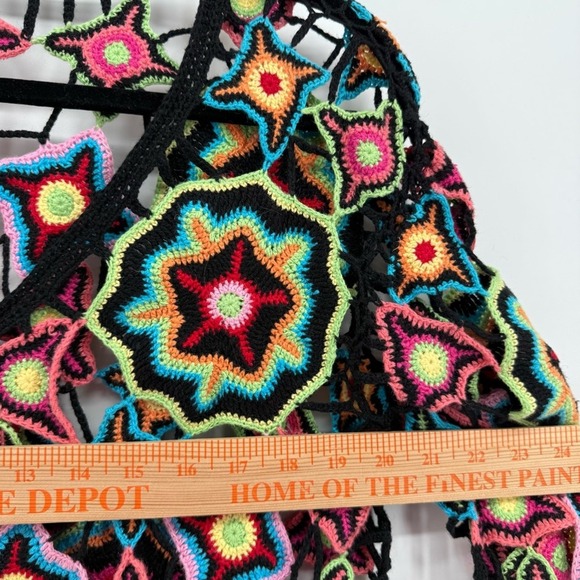 NORM THOMPSON VTG CROCHET RAINBOW Artsy CottageCore GRANDMAcore SWEATER BOHO - Picture 9 of 9